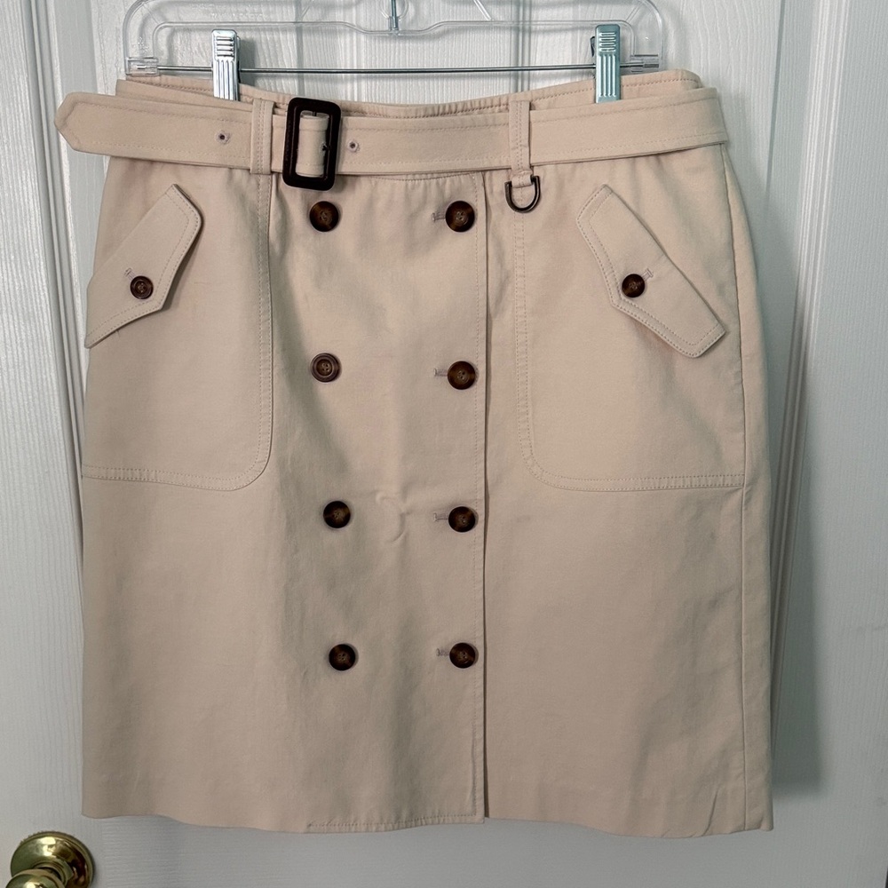 J. McLaughlin Cream Double-Breasted Pencil Skirt